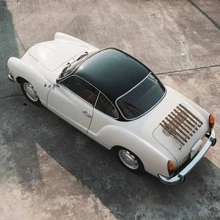 White Karmann Ghia workshop build detail